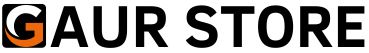 Gaur Store Sticky Header Logo in black, white and orange colour